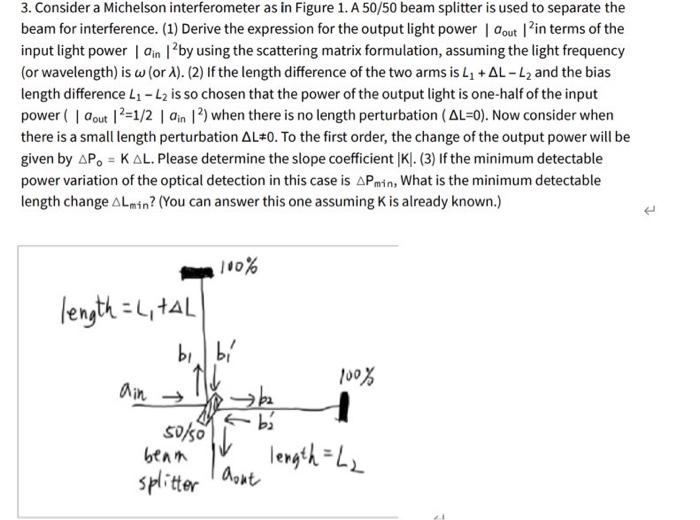 Solved 3. Consider a Michelson interferometer as in Figure | Chegg.com