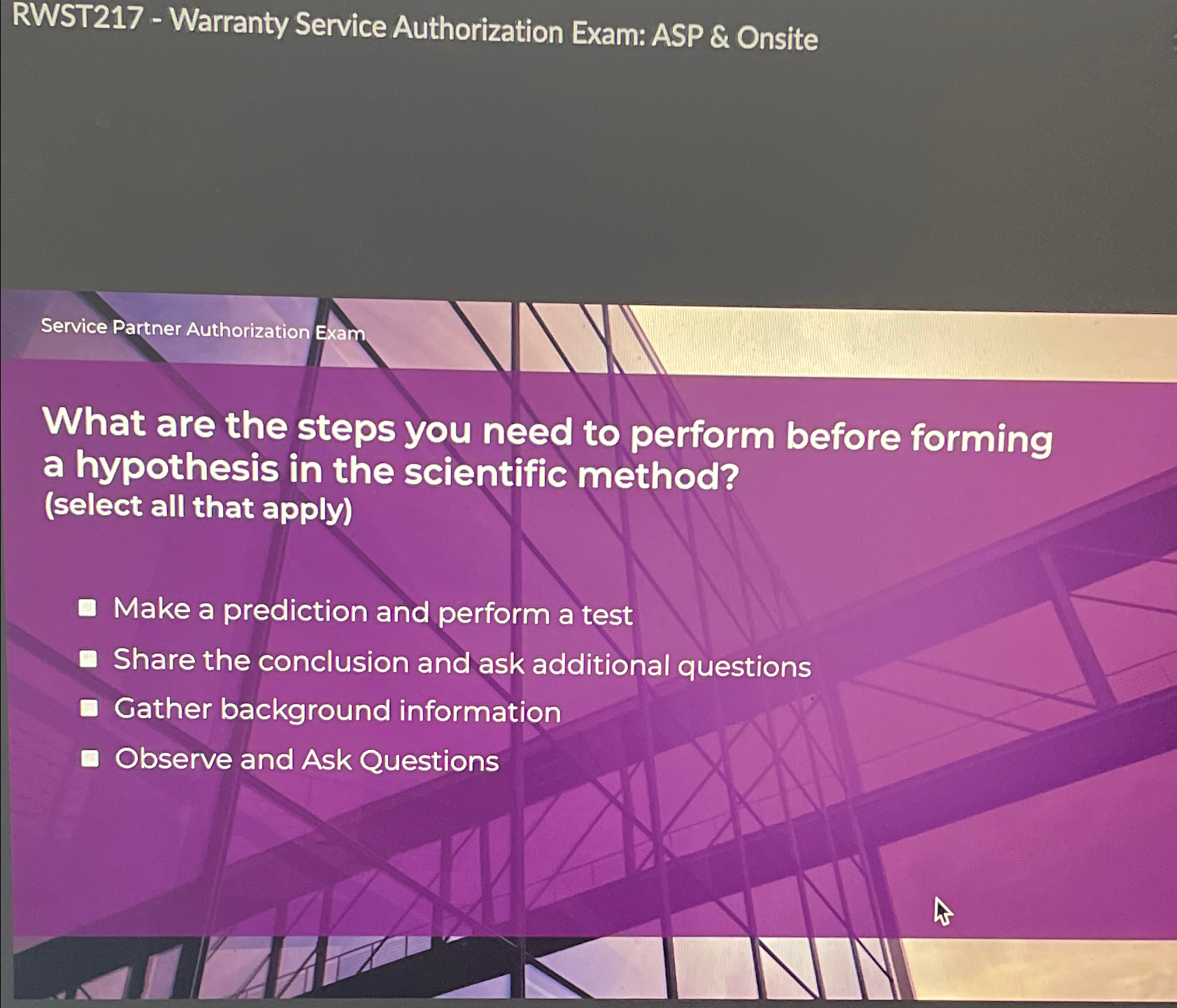 Solved RWST217 ﻿Warranty Service Authorization Exam ASP &