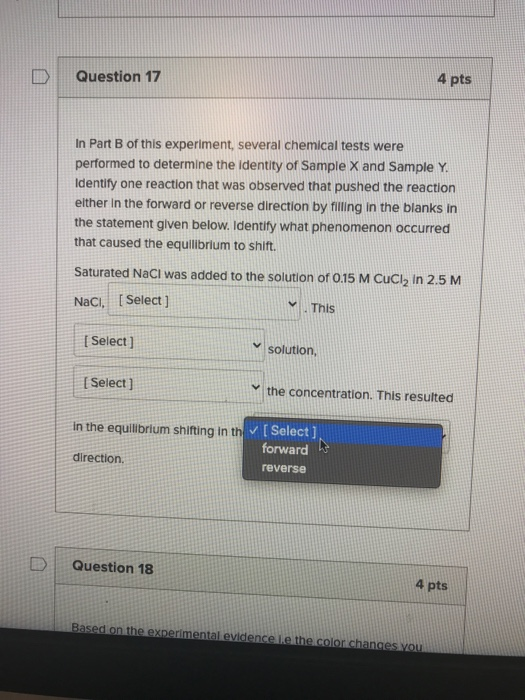 Question 17 4 Pts In Part B Of This Experiment, | Chegg.com