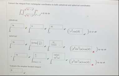 Solved Convert the integral from rectangular coordinates to | Chegg.com