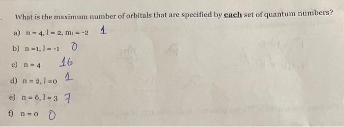 Solved What is the maximum number of orbitals that are | Chegg.com