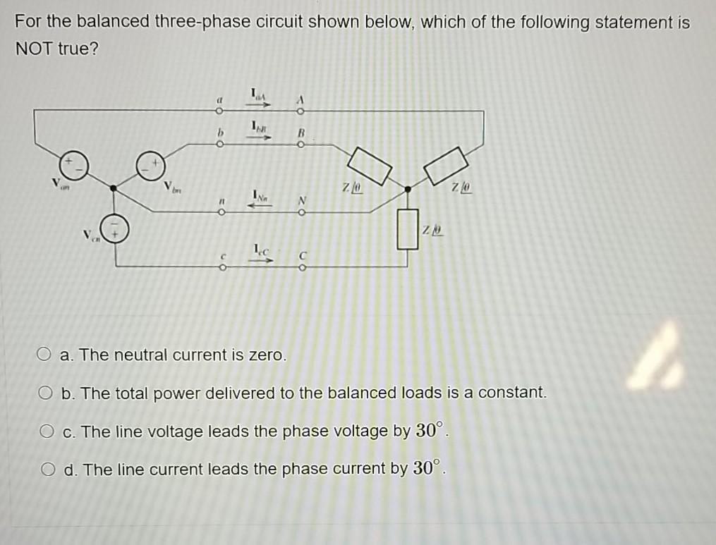 Solved For the balanced three-phase circuit shown below, | Chegg.com