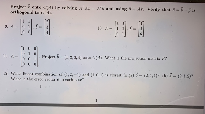 Solved Project 6 Onto C A By Solving A Aĉ A 6 And Usi Chegg Com