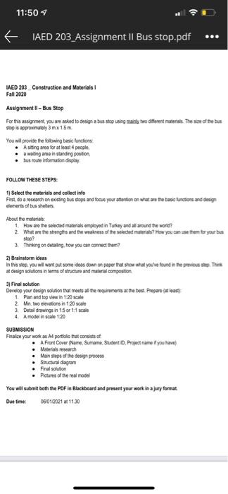 11:50 IAED 203_Assignment II Bus stop.pdf AED | Chegg.com