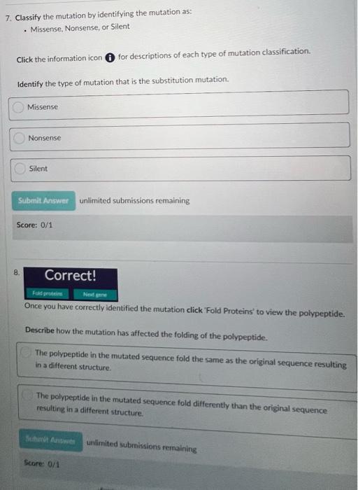 Solved 7. Classify the mutation by identifying the mutation | Chegg.com