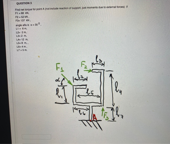 Solved QUESTION 3 Find net torque for point A (not include | Chegg.com