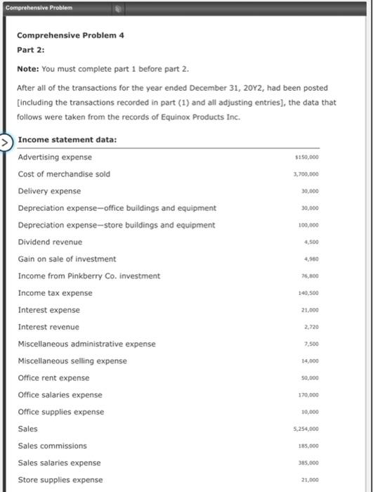 Solved Comprehensive Problem Comprehensive Problem 4 Part 2: | Chegg.com