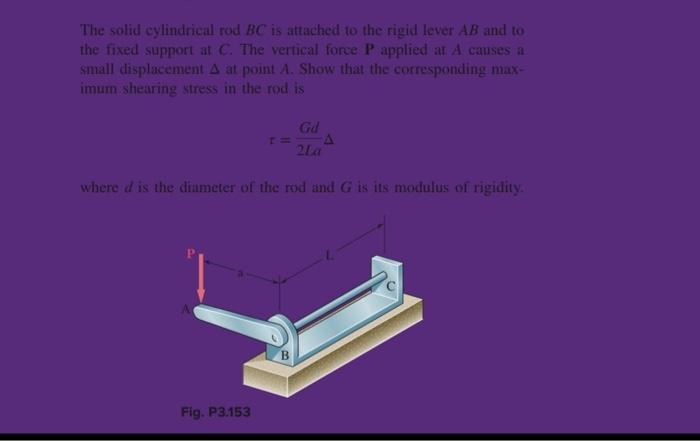 Solved The solid cylindrical rod BC is attached to the rigid | Chegg.com