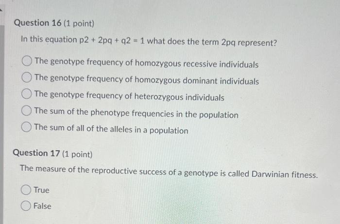 Solved In this equation p2+2pq+q2=1 what does the term 2pq | Chegg.com