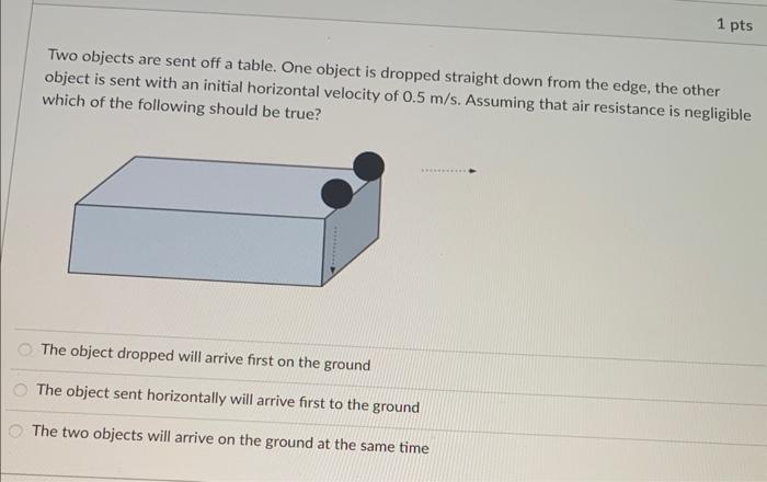 Solved Two objects are sent off a table. One object is | Chegg.com