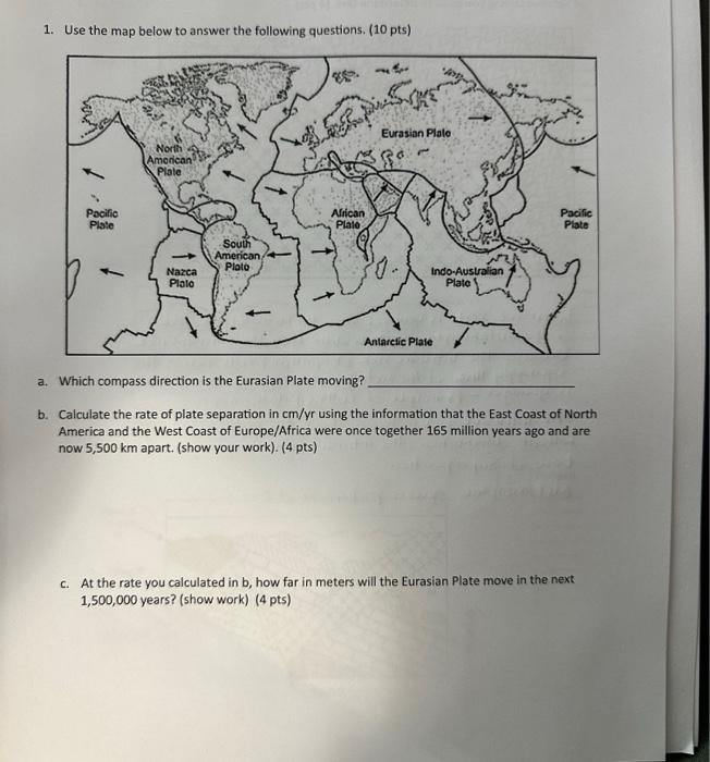 Solved 1. Use The Map Below To Answer The Following | Chegg.com