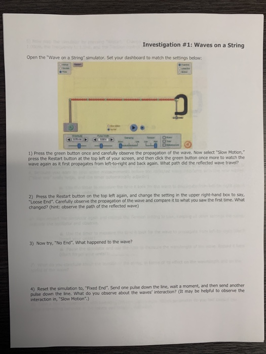 Investigation 1 Waves On A String Open The Wave On Chegg 