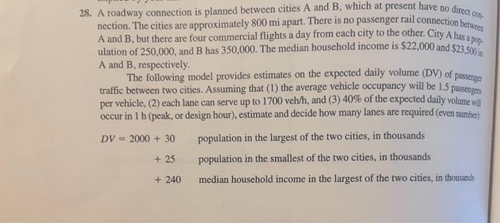 28. A roadway connection is planned between cities A | Chegg.com