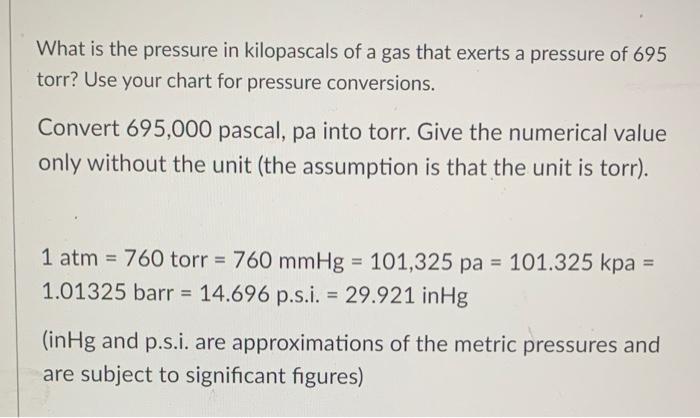 Solved What is the pressure in kilopascals of a gas that | Chegg.com