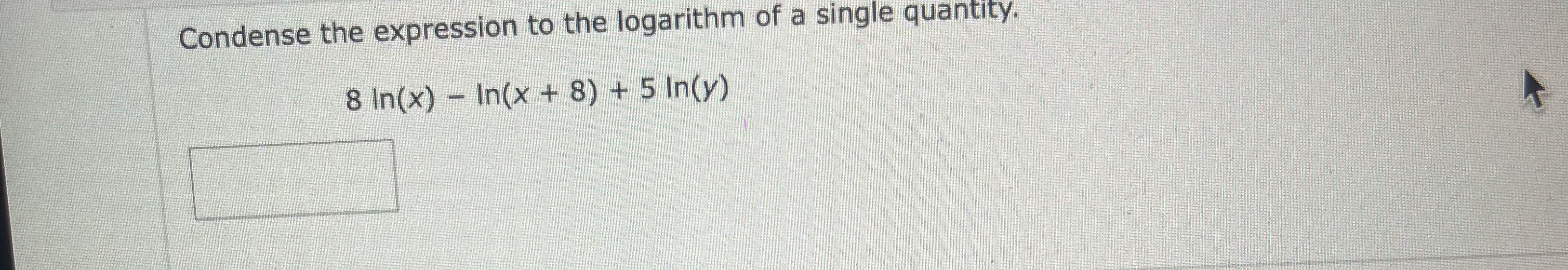 Condense The Expression To The Logarithm Of A Single 