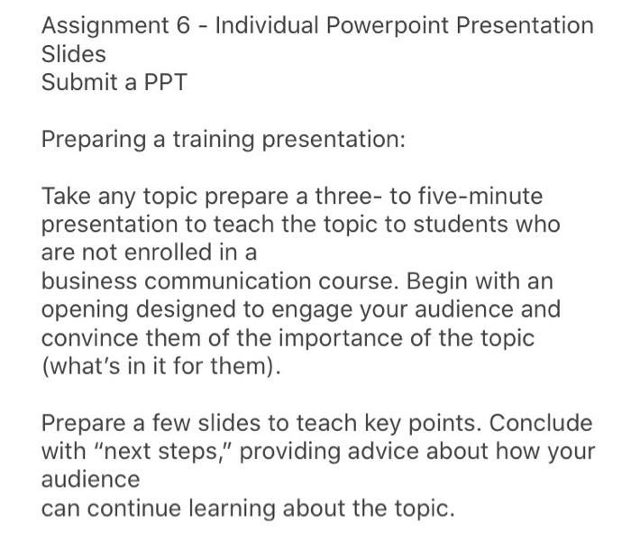 Assignment 6 - Individual Powerpoint Presentation