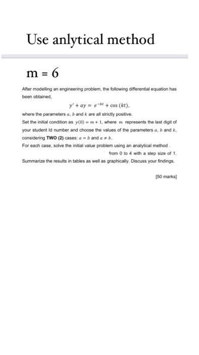 Solved Use anlytical method m = 6 After modelling an | Chegg.com