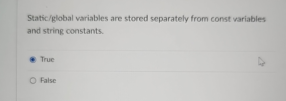 Solved Static/global variables are stored separately from | Chegg.com
