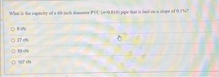 Solved What is the capacity of a 60-inch diameter PVC | Chegg.com