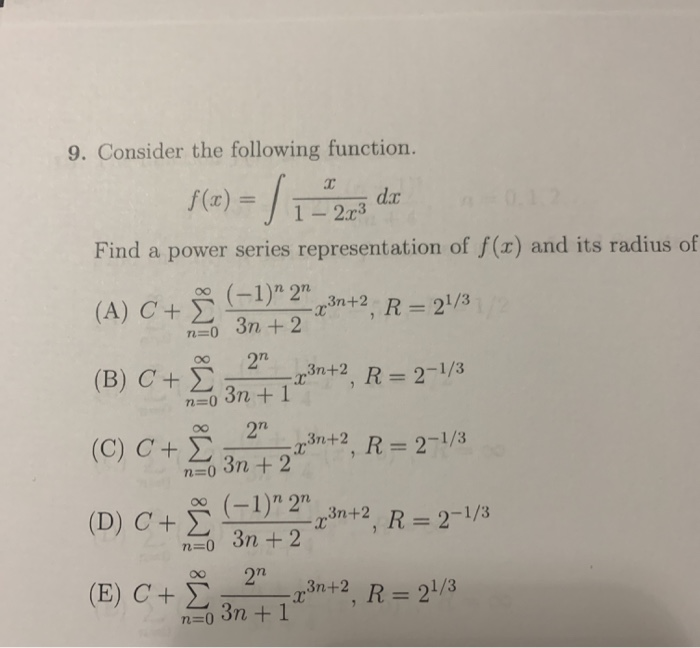 Solved 8 Consider The Following Series C 1 X 3 Chegg Com