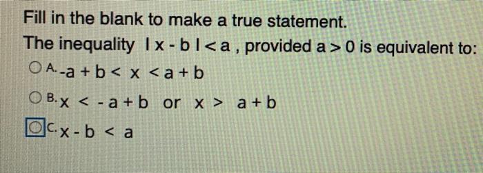 Solved Fill in the blank to make a true statement. The | Chegg.com