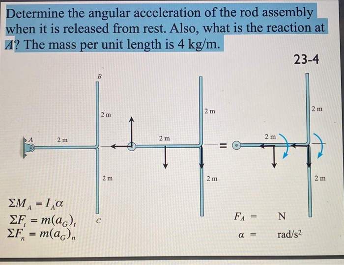Solved Determine the angular acceleration of the rod | Chegg.com
