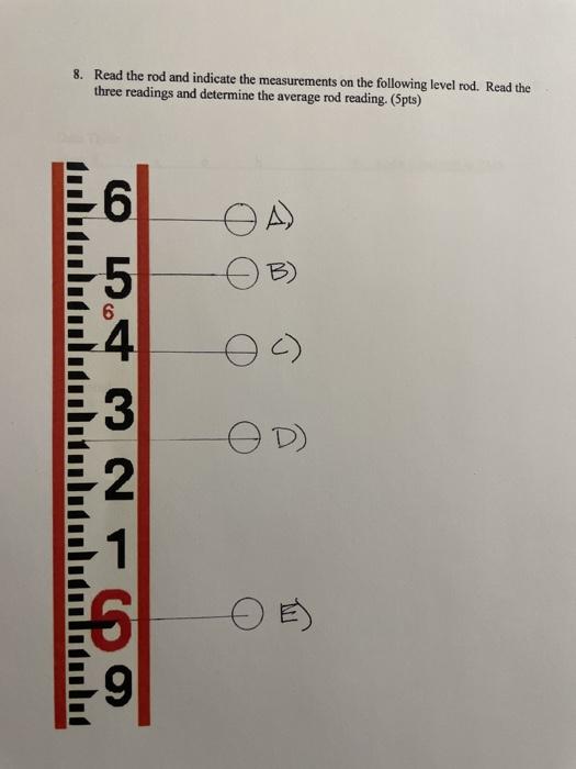 Solved 8. Read the rod and indicate the measurements on the | Chegg.com
