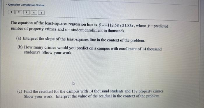 Solved 1. The table and scatterplot below show the | Chegg.com