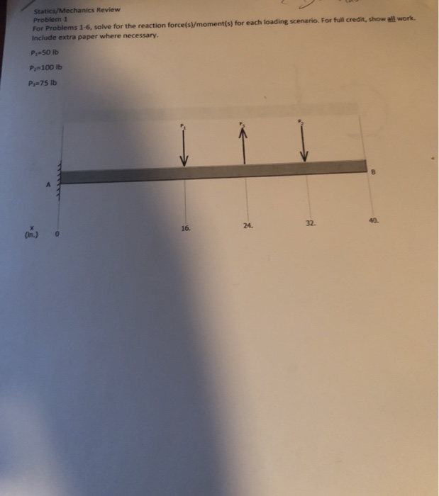 Solved Statics/Mechanics Review Problem 1 For Problems 1-6, | Chegg.com