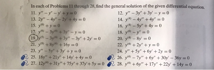 Solved In each of Problems 11 through 28, find the general | Chegg.com