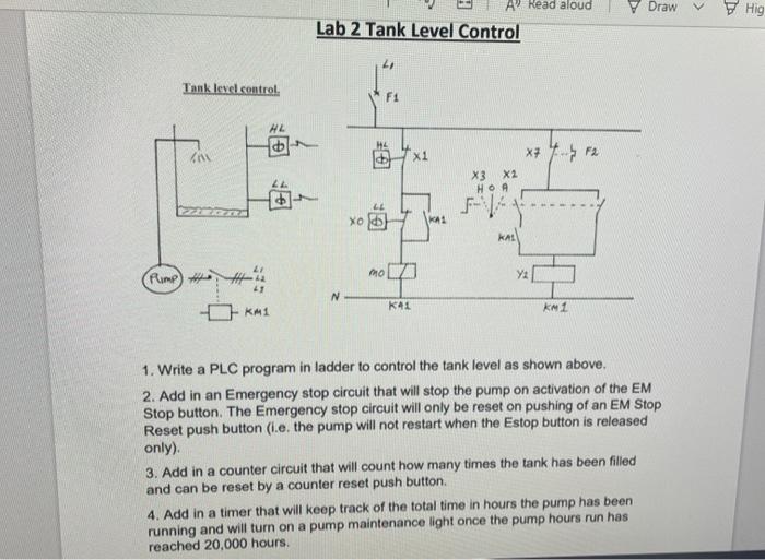 Y Draw Hig Av Read Aloud Lab 2 Tank Level Control Chegg Com