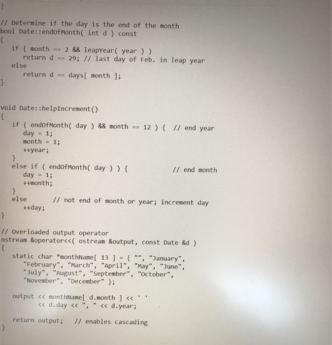 Solved You are given a program Date.cpp that defines a Date | Chegg.com