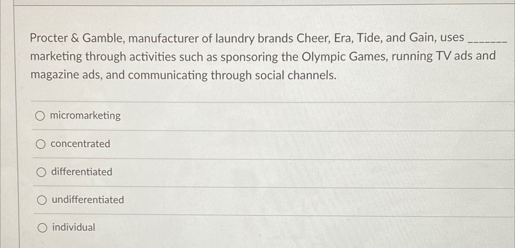 Solved Procter &amp; Gamble, manufacturer of laundry brands | Chegg.com