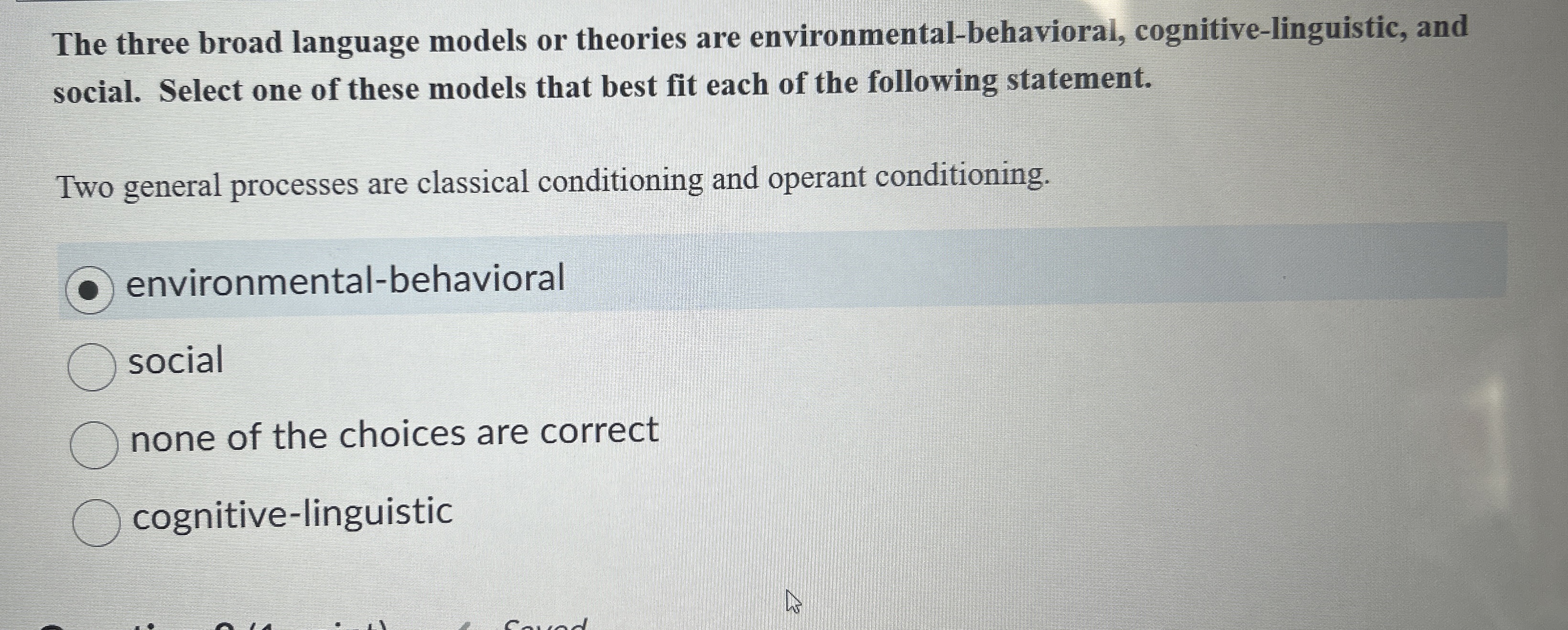 Solved The three broad language models or theories are | Chegg.com