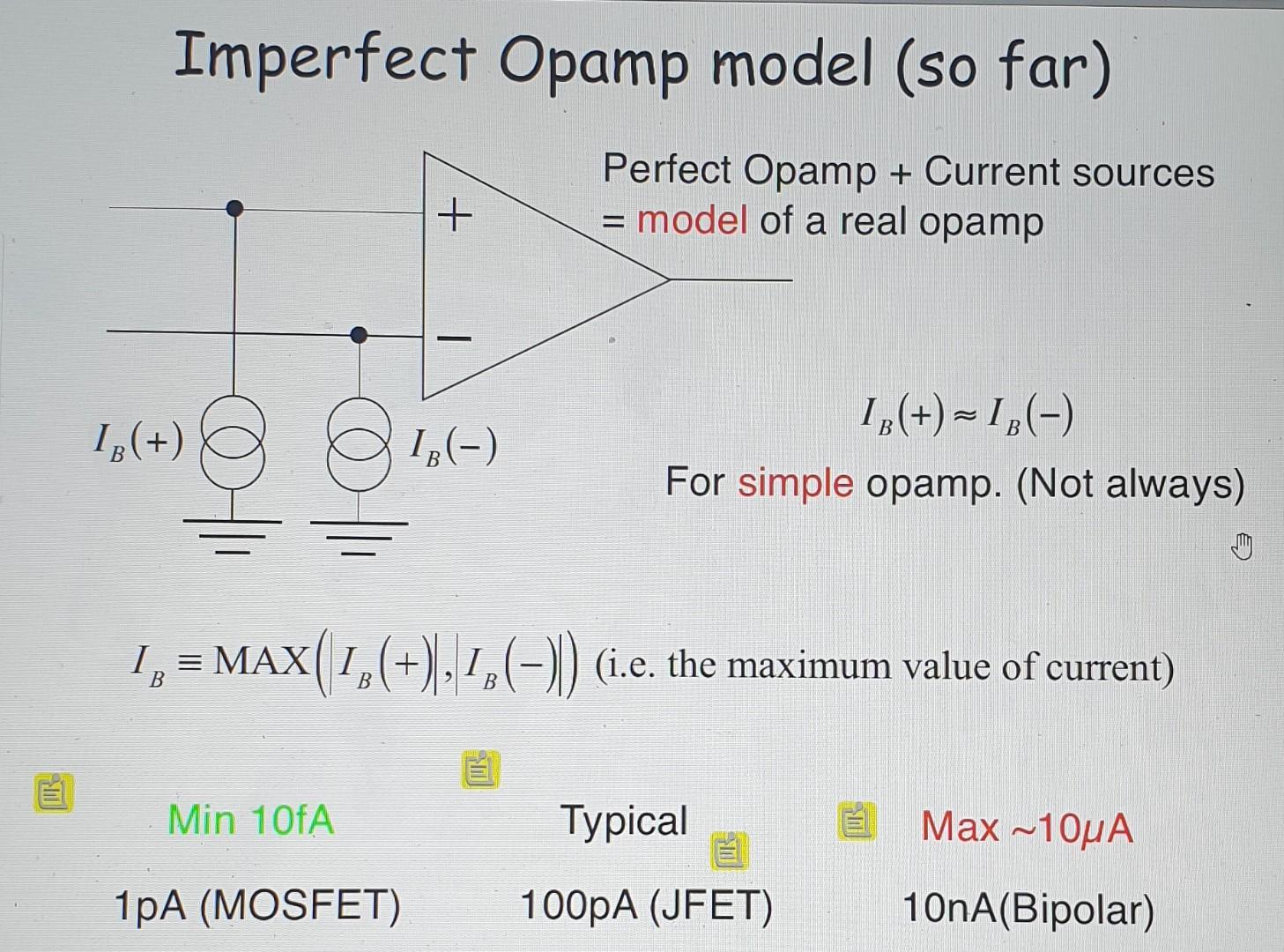 Solved Imperfect Opamp model (so far) + Perfect Opamp + | Chegg.com
