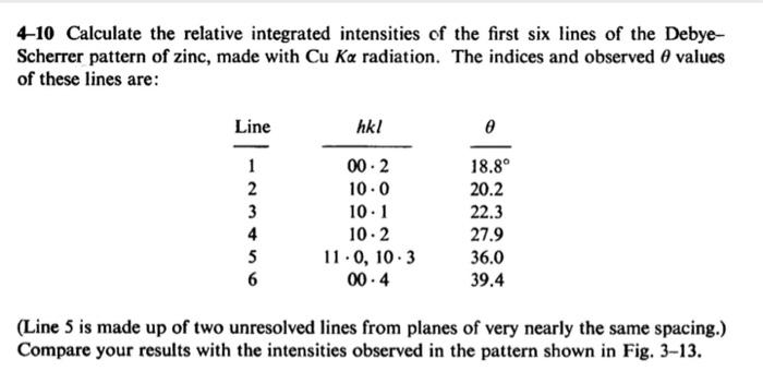 Solved 4-10 Calculate The Relative Integrated Intensities Of | Chegg.com