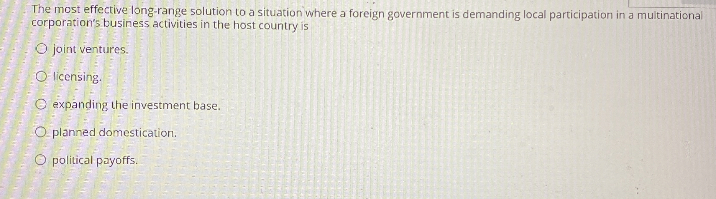 Solved The most effective longrange solution to a situation