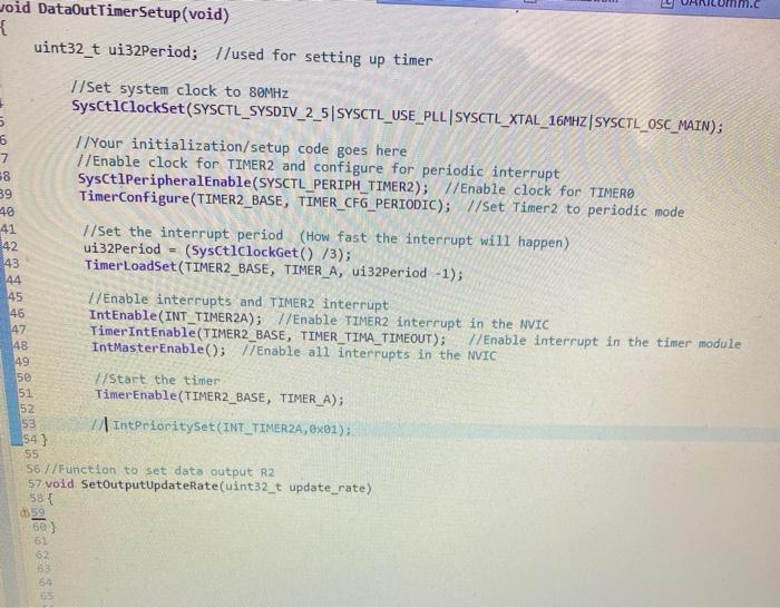 setup setoutputUpdateRate(uint32_t update_rate) where | Chegg.com