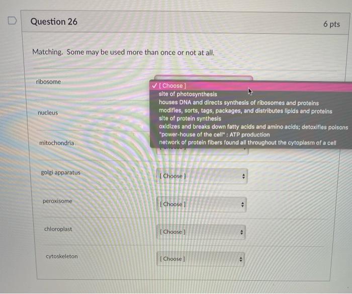 Solved Question 26 6 pts Matching. Some may be used more | Chegg.com