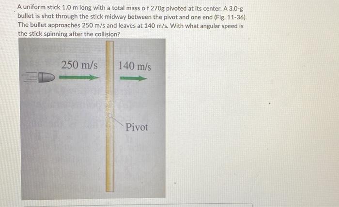 Solved A uniform stick 1.0 m long with a total mass of 270 g | Chegg.com