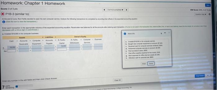 Solved Homework: Chapter 1 Homework Scorer of pts 3 X P1B-3 | Chegg.com