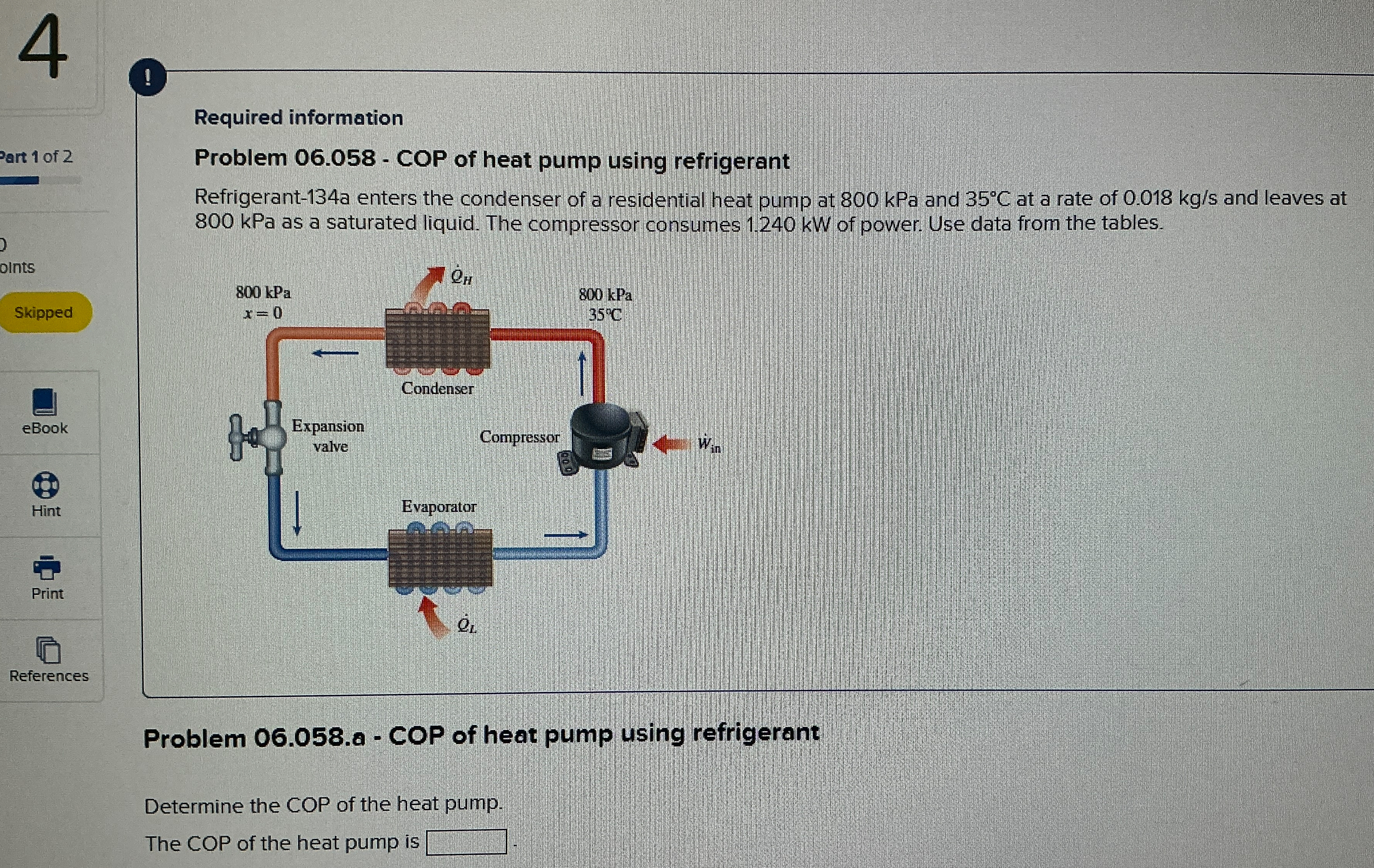 Solved !Required informationProblem 06.058 - ﻿COP of heat | Chegg.com