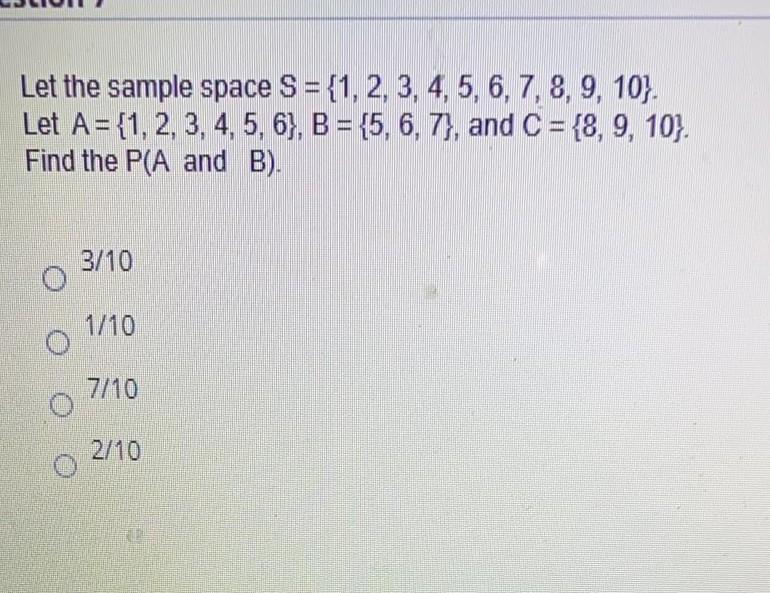 Solved Let The Sample Space S = {1, 2, 3, 4, 5, 6, 7, 8, 9, | Chegg.com