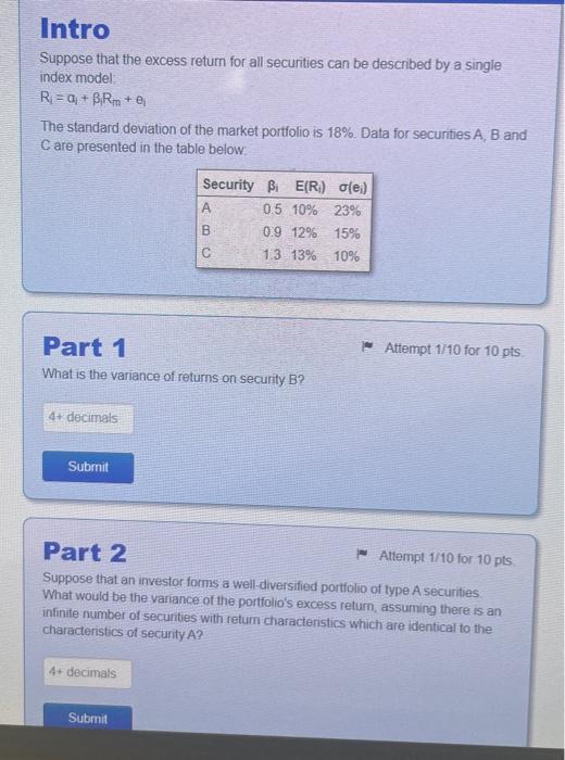 Suppose that the excess return for all securities can | Chegg.com