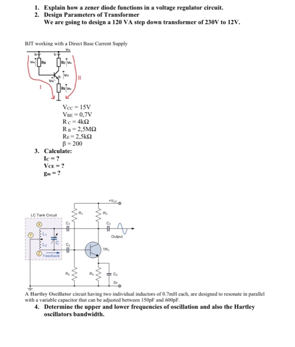 Solved 1. Explain how a zener diode functions in a voltage