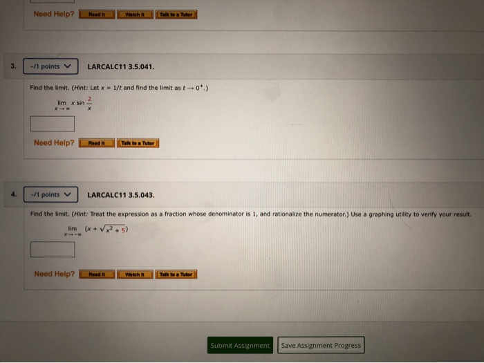 Solved Need Help? Read Watch It Talk to a Tutor -/1 points | Chegg.com
