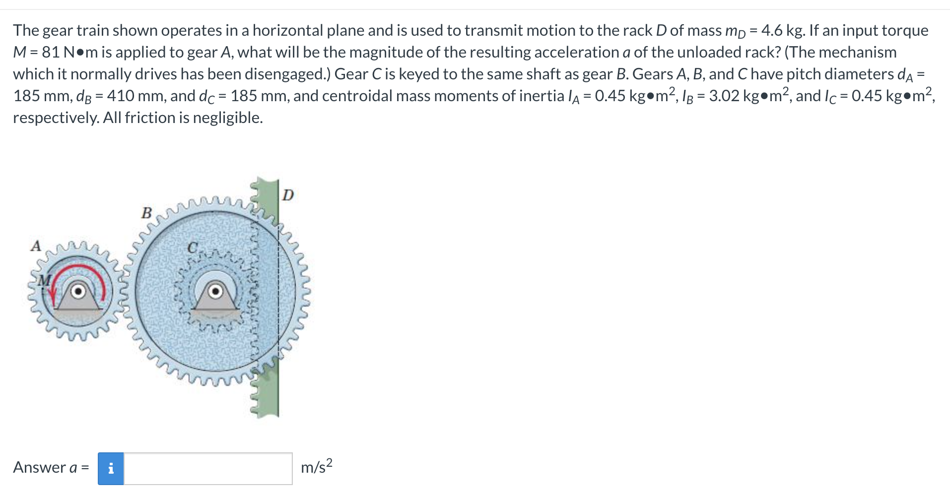 Solved The gear train shown operates in a horizontal plane | Chegg.com