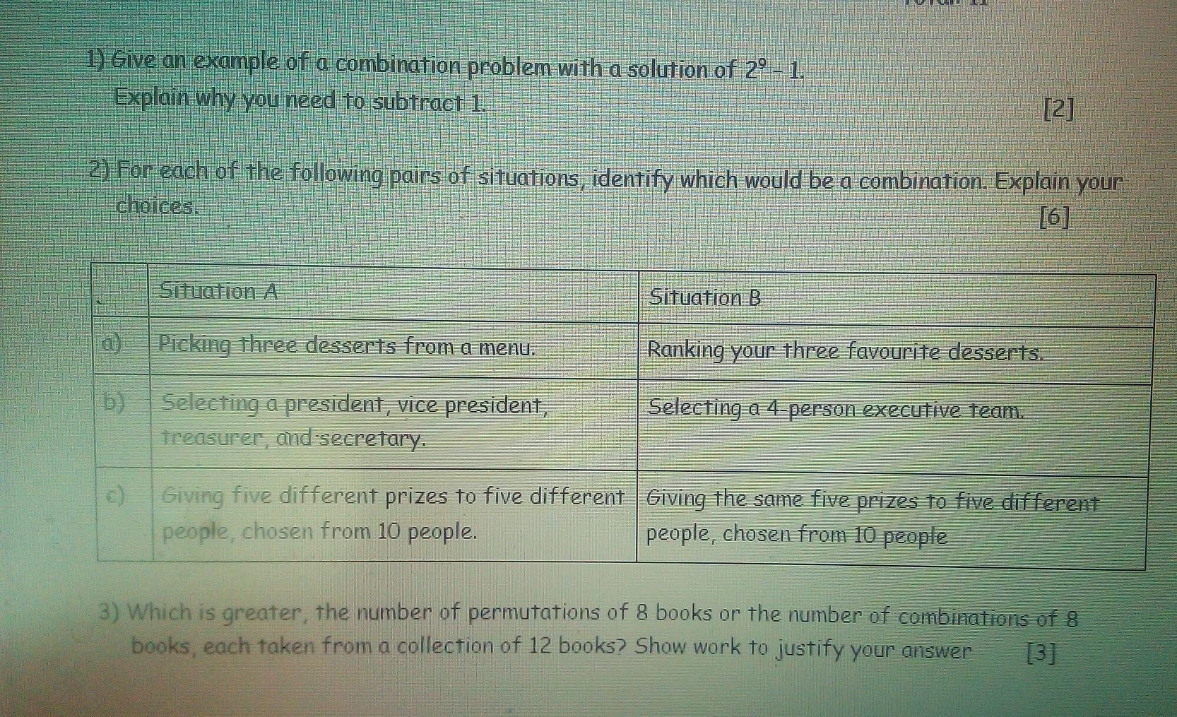 Solved combinations (data management) please do all