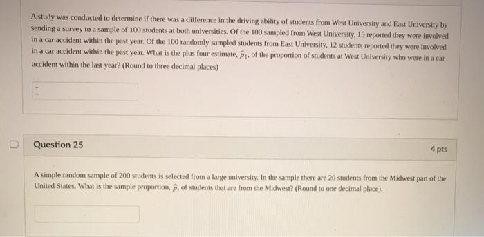 Solved A study was conducted to determine if there was a | Chegg.com