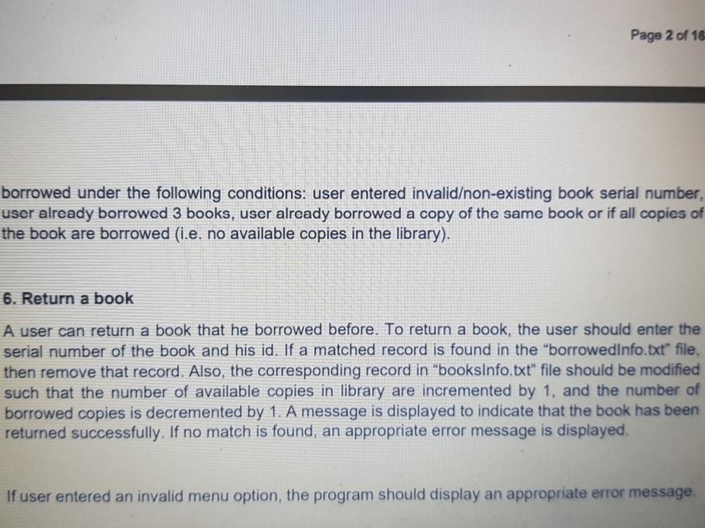 Solved Library Management System A. Description The | Chegg.com